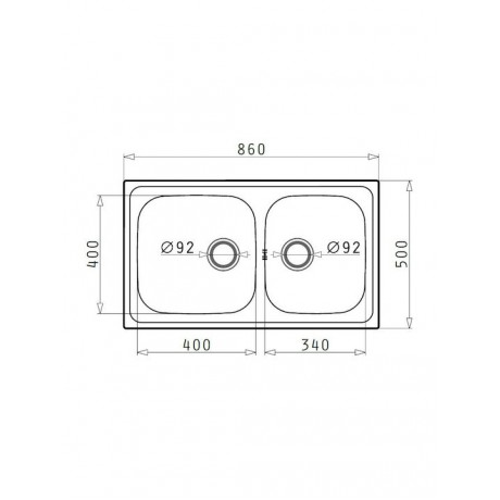 Pyramis Dorian 2B Ένθετος Νεροχύτης Inox Σατινέ Μ86xΠ50cm Inox Αντιστρεφόμενος 107158501