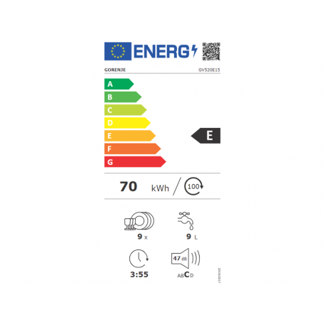 Gorenje GV520E15 Πλήρως Εντοιχιζόμενο Πλυντήριο Πιάτων 45cm 4 Χρόνια Εγγύηση
