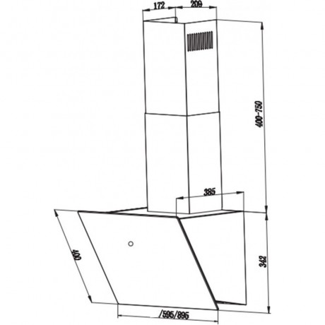 Faber VRT BK A90 2LS Απορροφητήρας Καμινάδα 90cm Μαύρος