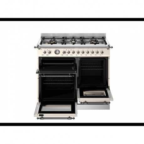 Bertazzoni HER106L3EAVT Κουζίνα με 6 Εστίες Αερίου & 3 Φούρνους Ηλεκτρικούς 100εκ Μπεζ