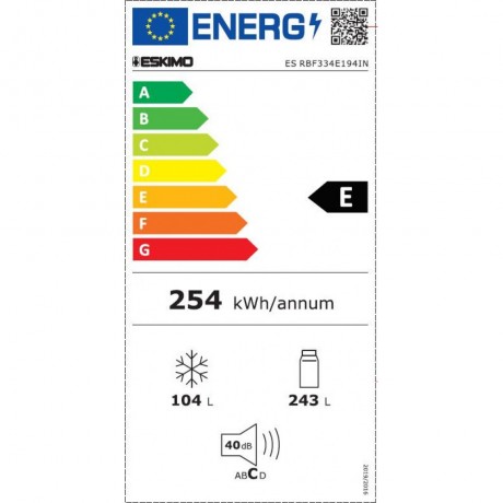 Eskimo ES RBF334E194DIN Ψυγειοκαταψύκτης 347lt No Frost Υ195xΠ60xΒ68.5cm Dark Inox 