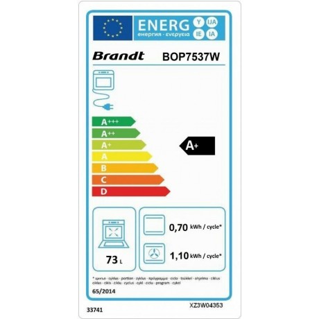 Brandt BOP7537W Φούρνος Ατμού με Πυρόλυση 73lt Λευκός 