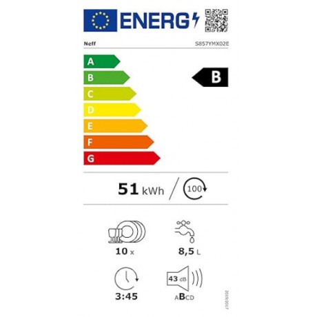 Neff S857YMX12E Πλήρως Εντοιχιζόμενο Πλυντήριο Πιάτων με Wi-Fi για 10 Σερβίτσια 