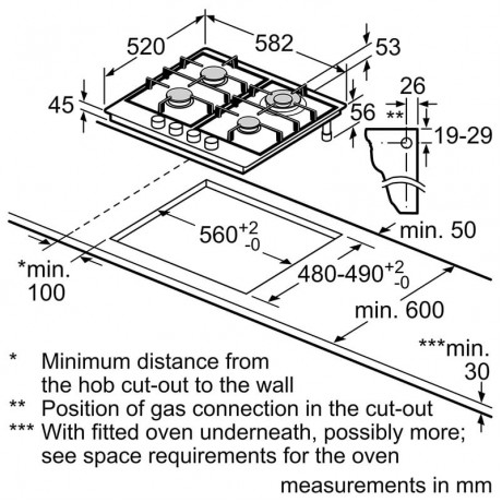 Bosch PCH6A5B90 Εστία Υγραερίου Αυτόνομη Inox