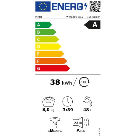 Miele WWB380 WCS 125 Edition Πλυντήριο Ρούχων 8kg Ατμού 1400 Στροφών 12491440