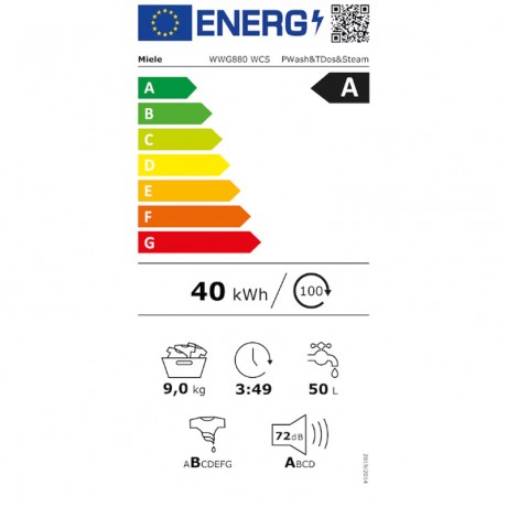 Miele WWG880WCS Πλυντήριο Ρούχων Ατμού 9kg 1400 Στροφών QuickPowerWash 12729560