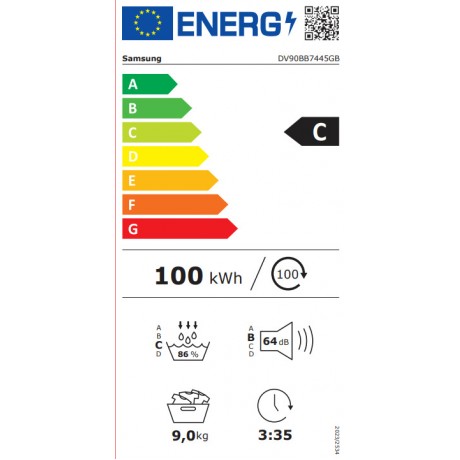 Samsung DV90DG52A0ABLE Στεγνωτήριο 9kg A+++ με Αντλία Θερμότητας Μαύρο
