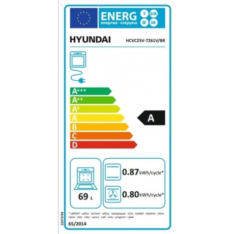 Hyundai HCVC25V-7261V/BR Κουζίνα 69lt με Κεραμικές Εστίες Π60εκ. Καφέ