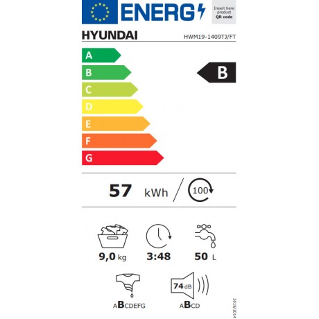 Hyundai HWM19-1409TJ/FT Πλυντήριο Ρούχων 9kg 1400 Στροφών