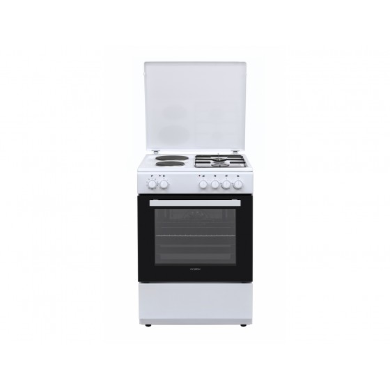 Hyundai HCGC25V-72622E/W Κουζίνα Μικτή 65lt με Εστίες Αερίου & Ρεύματος Π60εκ. Λευκή