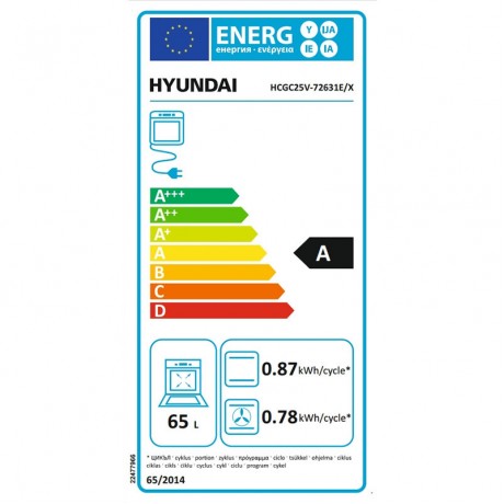 Hyundai HCGC25V-72631E/X Κουζίνα 65lt με Εστίες Αερίου Π60εκ. Silver