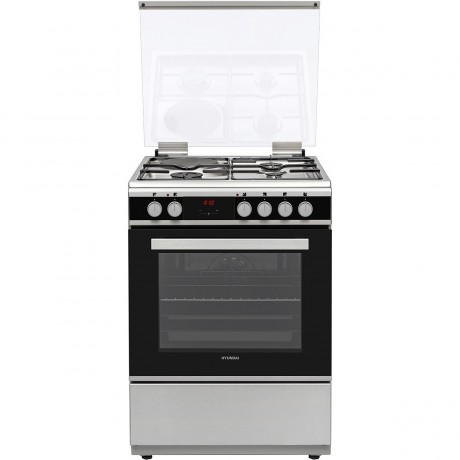 Hyundai HCGC25V-72631E/X Κουζίνα 65lt με Εστίες Αερίου Π60εκ. Silver