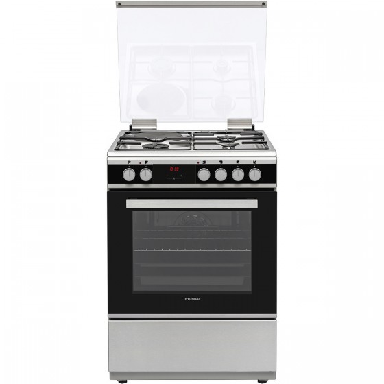 Hyundai HCGC25V-72631E/X Κουζίνα 65lt με Εστίες Αερίου Π60εκ. Silver