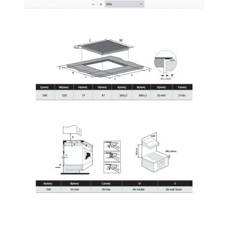 Davoline OHCS 8004 BL Σετ Ενοιχισμού 75lt με Κεραμικές Εστίες Π59.4εκ. Μαύρο 