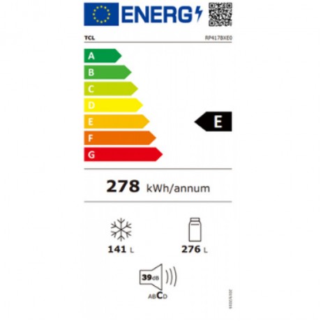 TCL RP417BXE0 Ψυγειοκαταψύκτης 417lt Total NoFrost Υ185xΠ70.3xΒ67εκ. Inox 