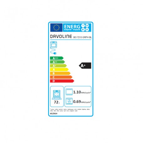 Davoline BO 7213 GRPH BL Εντοιχιζόμενος Φούρνος 72lt Π59.5εκ. Inox-Μαύρο Α+ 801228025