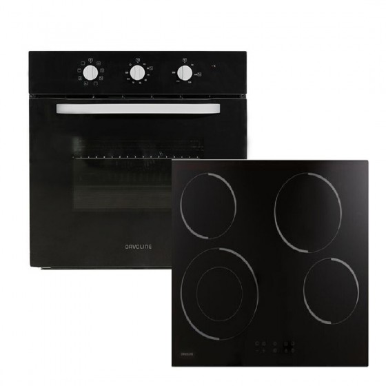 Davoline OHCS 8004 BL Σετ Ενοιχισμού 75lt με Κεραμικές Εστίες Π59.4εκ. Μαύρο 