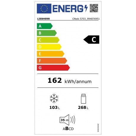 Liebherr CNsdc 5703 Ψυγειοκαταψύκτης 371lt Total NoFrost Υ201.5xΠ59.7xΒ67.5εκ. Inox 
