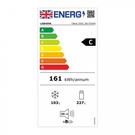 Liebherr CNsdc 5203 Ψυγειοκαταψύκτης 330lt NoFrost Υ185.5xΠ59.7xΒ67.5εκ. 