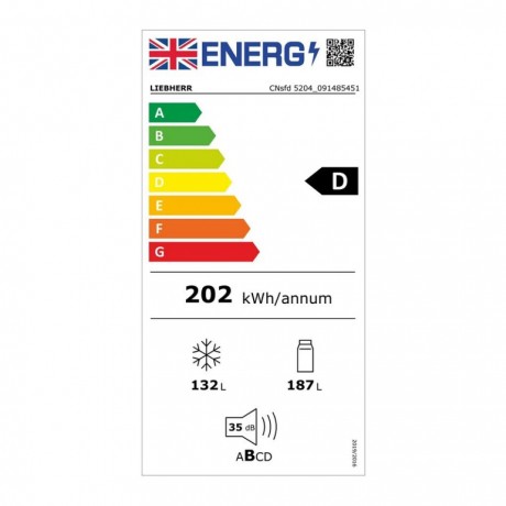 Liebherr CNsfd 5204 Ψυγειοκαταψύκτης 319lt NoFrost Υ185.5xΠ59.7xΒ67.5εκ. Inox 
