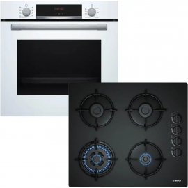 Bosch HBA534BW3 + POH6B6B10 Αυτόνομο Σετ Εντοιχισμού με Εστίες Αερίου Λευκό Α+