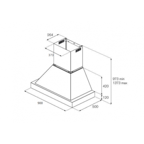 Bertazzoni K90 HER T X + KC36 HER T NE Απορροφητήρας Καμινάδα 752cm/h 90cm Μαύρο/Inox 8059304880353 