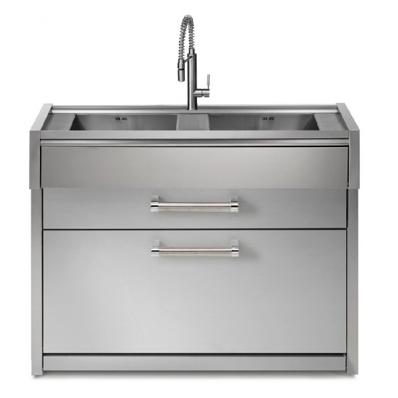Steel Cucine SWING G12C-L2-SS Μονάδα Διπλού Νεροχύτη 120cm με Δύο Συρτάρια Inox