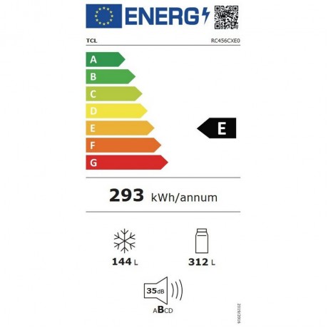 TCL RC456CXE0 Ψυγείο Ντουλάπα 456lt NoFrost Υ190xΠ83.3xΒ58εκ. Inox 