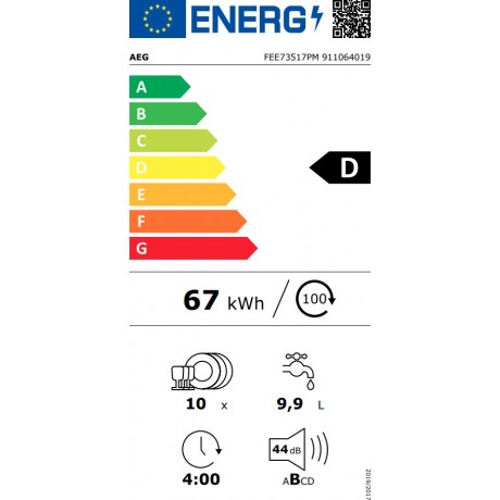 AEG FEE73517PM Εντοιχιζόμενο Πλυντήριο Πιάτων για 10 Σερβίτσια Π44.6xY81.8εκ. Inox
