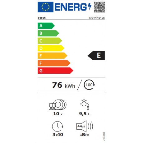 Bosch SPI4HMS49E Εντοιχιζόμενο Πλυντήριο Πιάτων για 10 Σερβίτσια Π45 Inox
