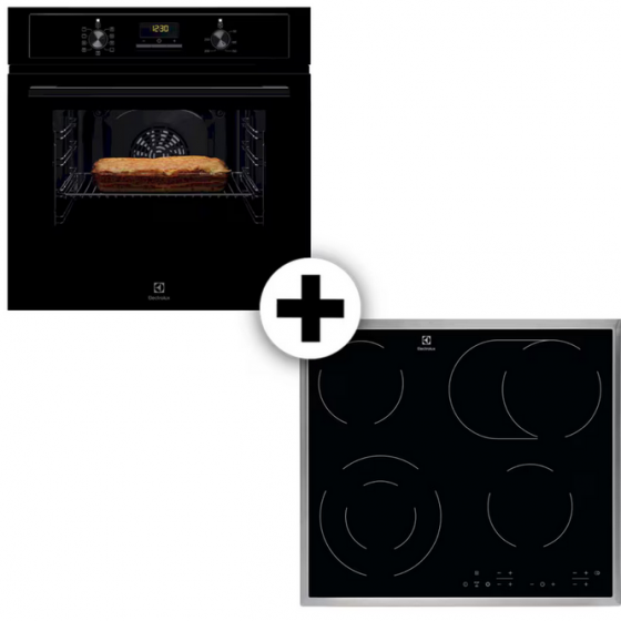 Electrolux EOF3H50BK + EHF6346XOK Σετ Εντοιχισμού Φούρνος και Εστία Μαύρο