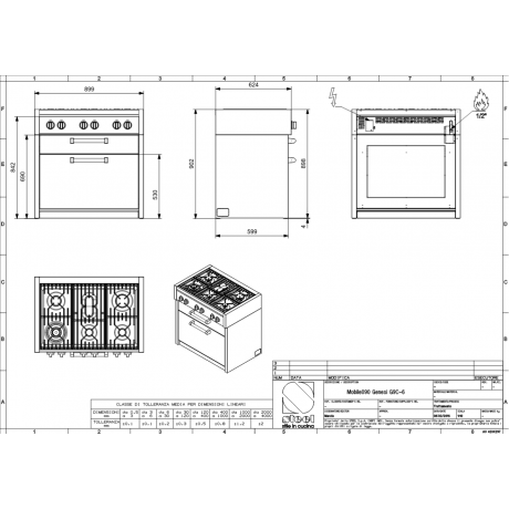 Steel Cucine SWING G9C-6W.SS Μονάδα 6 Εστιών με 2 Συρτάρια 90εκ. Inox