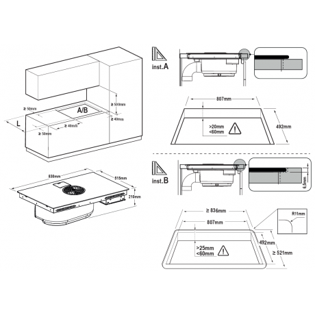 Bertazzoni P80 4I CH 2M 30NC Επαγωγική Εστία Αυτόνομη με Απορροφητήρα 83εκ. 8057971100279 