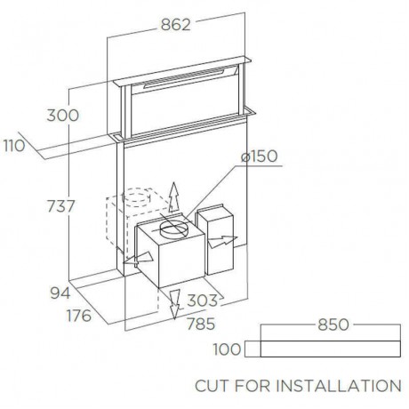 Elica Getup IX / A / 90 Μηχανισμός Downdraft 90cm Inox PRF0161680