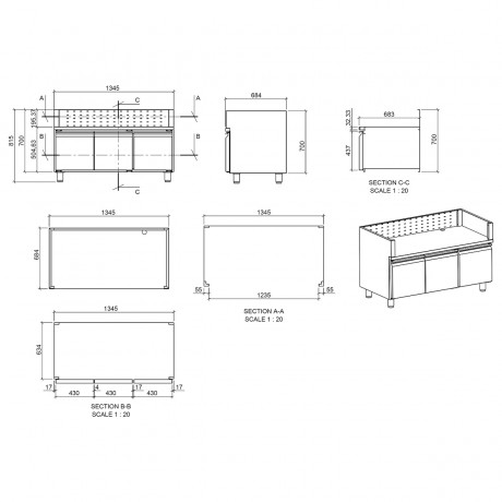 Thermogatz TGH-B1-B8B-G Ερμάριο με Ανοιγόμενες Πόρτες 134.5x68.4x81.5cm  09.313.001