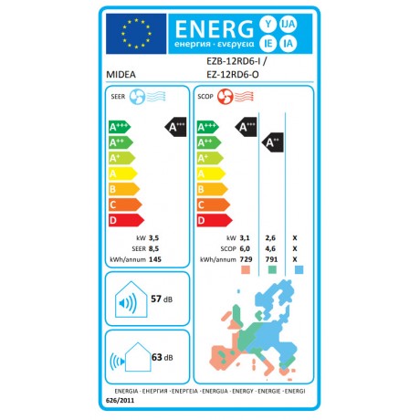 Midea Solstice EZB-12RD6-I  Κλιματιστικό Inverter 12000 BTU A+++/A+++ με Τεχνητή Νοημοσύνη Black
