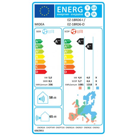 Midea Solstice EZB-18RD6-I Κλιματιστικό Inverter 18000 BTU A+++/A+++ με Τεχνητή Νοημοσύνη Black