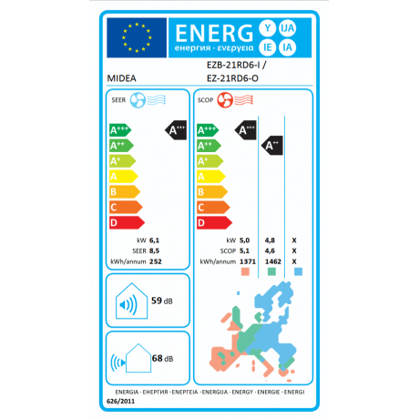 Midea Solstice EZB-21RD6-I Κλιματιστικό Inverter 21000 BTU A+++/A+++ με Τεχνητή Νοημοσύνη Black