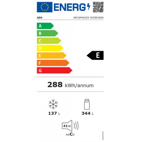 AEG ORC6M481EX Ψυγειοκαταψύκτης 481lt NoFrost Υ192xΠ70xΒ71.2εκ. Inox 