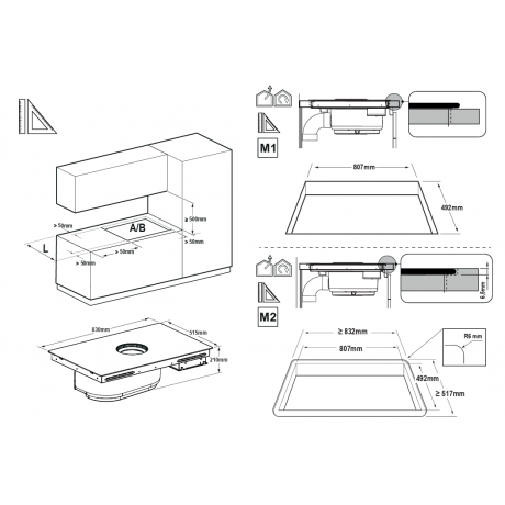 Bertazzoni P80 4I CH 2M 30NT Επαγωγική Εστία Αυτόνομη με Απορροφητήρα 83εκ. 8050246543696 