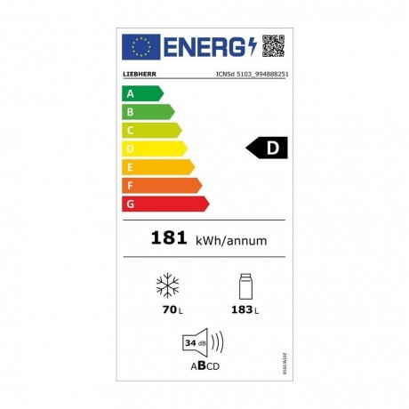 Liebherr ICNSd 5103 Εντοιχιζόμενος Ψυγειοκαταψύκτης 253lt NoFrost Υ177.2xΠ56xΒ55εκ. 