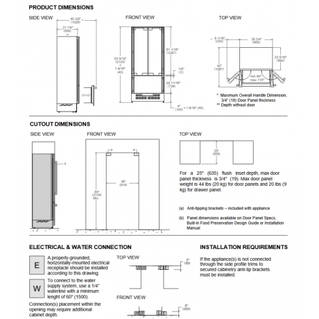 Bertazzoni RFD90 S5F PNS/24 Εντοιχιζόμενος Ψυγειοκαταψύκτης Total NoFrost Υ212.3xΠ90.8xΒ59.2εκ. 