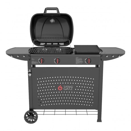 Thermogatz GS GRILL 2 + Plancha Ψησταριά Υγραερίου Μαντεμένιας Σχάρας και Πλάκας με 2 Εστίες 5kW και Πλαϊνό Μάτι 03.313.435