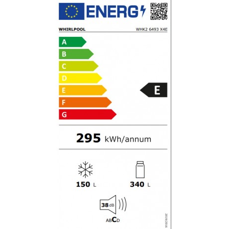 Whirlpool WHK2 6493 X4E Ψυγειοκαταψύκτης 490lt NoFrost Υ192xΠ70xΒ74.5εκ. Inox 