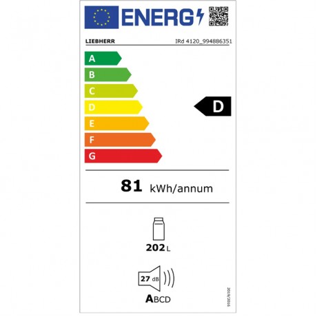 Liebherr IRd 4120 Εντοιχιζόμενο Μονόπορτο Ψυγείο 402lt Υ123.6xΠ57xΒ55εκ. 