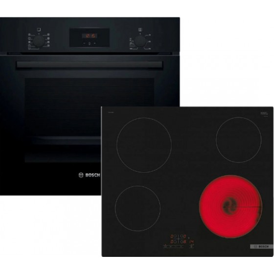 Bosch HBF134EB2 + PKE611BB2E Σετ Εντοιχισμού 66lt με Κεραμικές Εστίες Π59.4εκ. Μαύρο 