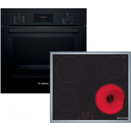 Bosch HBF134EB2 + PKE645BB2E Σετ Εντοιχισμού 66lt με Κεραμικές Εστίες Π59.4εκ. Μαύρο 