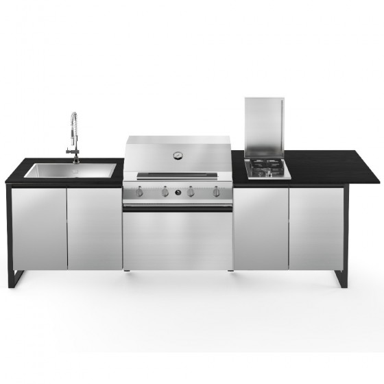Steel Cucine Gea BRENTA31080-QL-NA-SS  Σύνθεση Κουζίνας Εξωτερικού Χώρου με BBQ, Νεροχύτη 75εκ. και Εστία Αερίου