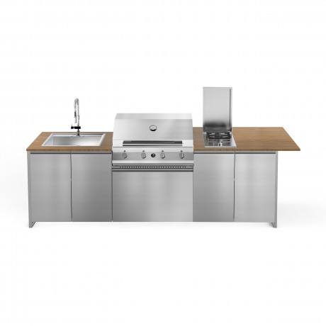 Steel Cucine Gea BRENTA31080-QL-NA-SS  Σύνθεση Κουζίνας Εξωτερικού Χώρου με BBQ, Νεροχύτη 75εκ. και Εστία Αερίου