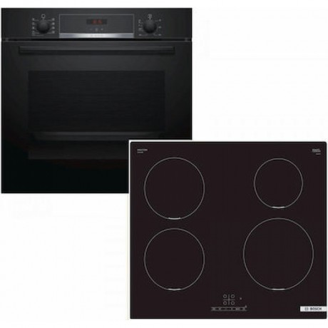 Bosch HBA534EB3 + PUE611BB5E Σετ Εντοιχισμού 71lt με Επαγωγικές Εστίες Π59.4εκ. Μαύρος